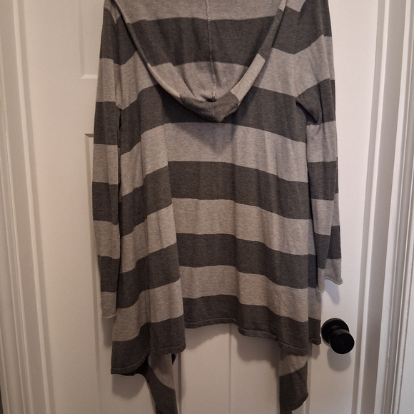 LOFT Charcoal and Light Gray Striped Cardigan Size Large - Picture 3 of 3